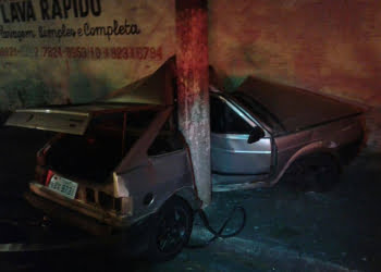 Carro bate em poste durante fuga da Guarda Civil de Limeira