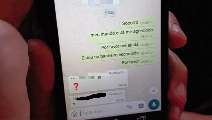 Mulher de 35 anos pede socorro por WhatsApp após ser agredida pelo marido
