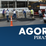 Em Piracicaba, avenida no Centro passa por obra de recapeamento e congestiona trânsito