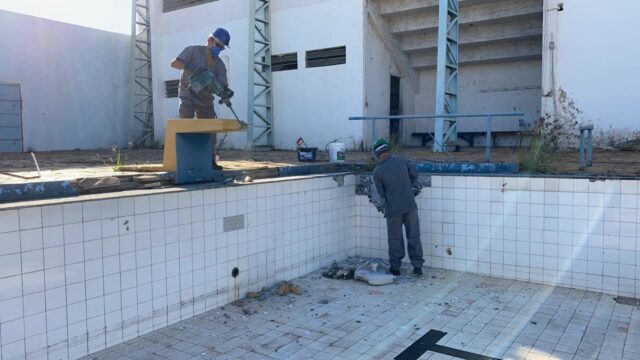 Uma foto da obra no Complexo Aquático de Piracicaba
