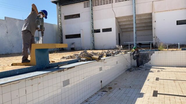 Uma foto da obra no Complexo Aquático de Piracicaba