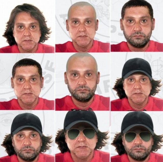 Uma foto dos retratos de possíveis visuais usados pelo assassino Uma foto dos retratos de possíveis visuais usados pelo assassino