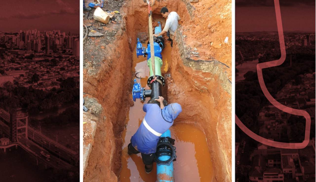 Na imagem podemos ver operários trabalhando na construção