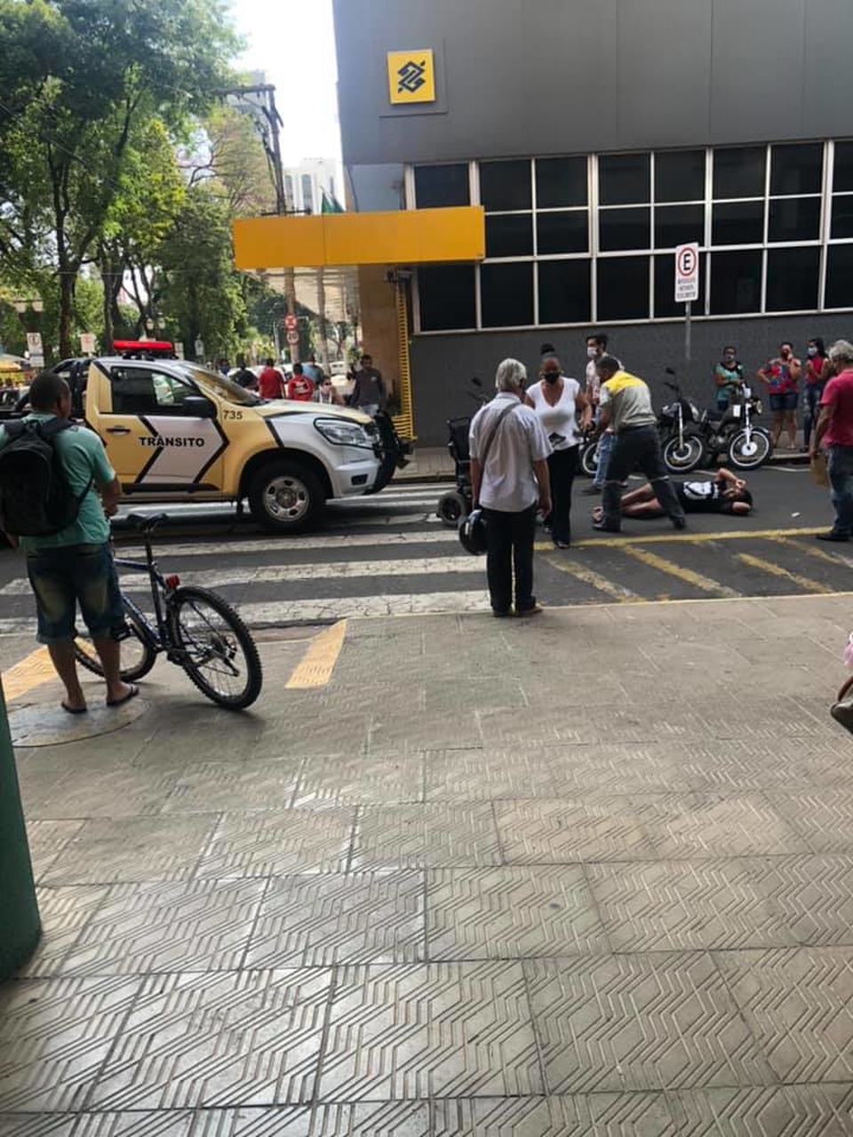 Uma foto do acidente ocorrido na área central de Piracicaba