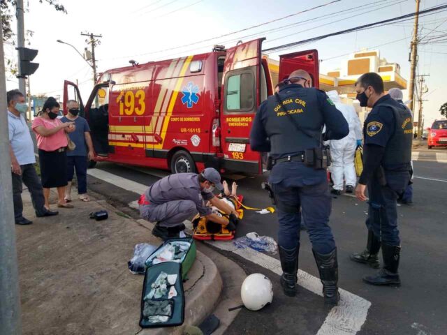 Uma foto do jovem sendo socorrido após o acidente Uma foto do jovem sendo socorrido após o acidente