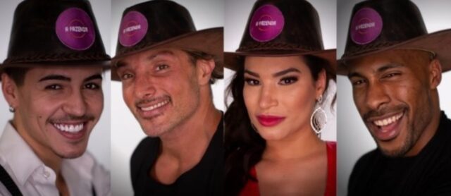Uma foto de Biel, Juliano, Raissa e Rodrigo que estão na Roça em A Fazenda Uma foto de Biel, Juliano, Raissa e Rodrigo que estão na Roça em A Fazenda