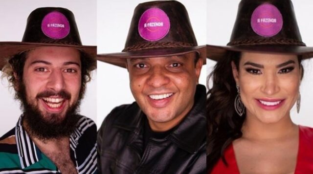 Uma foto dos peões Cartolouco, Fernandinho e Raissa que estão na Roça Uma foto dos peões Cartolouco, Fernandinho e Raissa que estão na Roça