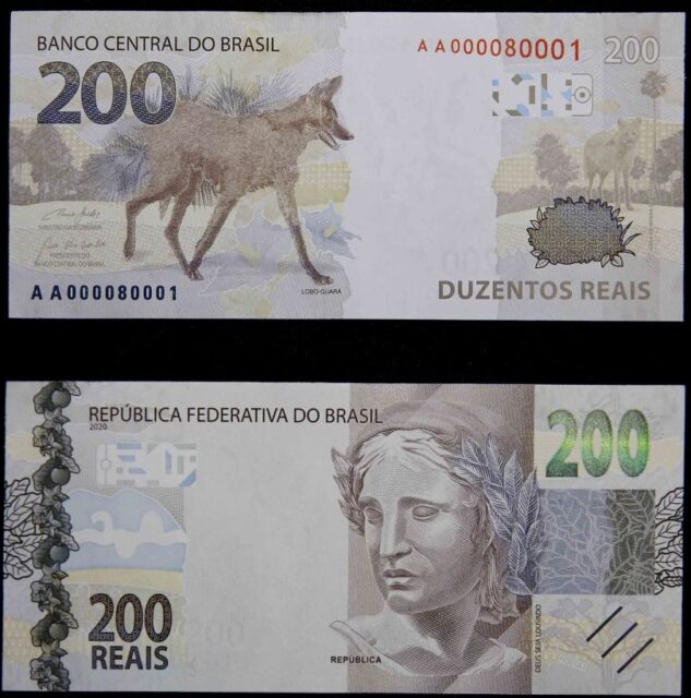 Uma foto frente e verso da nova nota de R$ 200 Uma foto frente e verso da nova nota de R$ 200