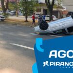 Indivíduo tenta atropelar a ex, mas causa capotamento em avenida de Piracicaba