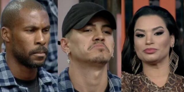 Uma foto dos peões Rodrigo, Biel e Raissa que estão na Roça Uma foto dos peões Rodrigo, Biel e Raissa que estão na Roça
