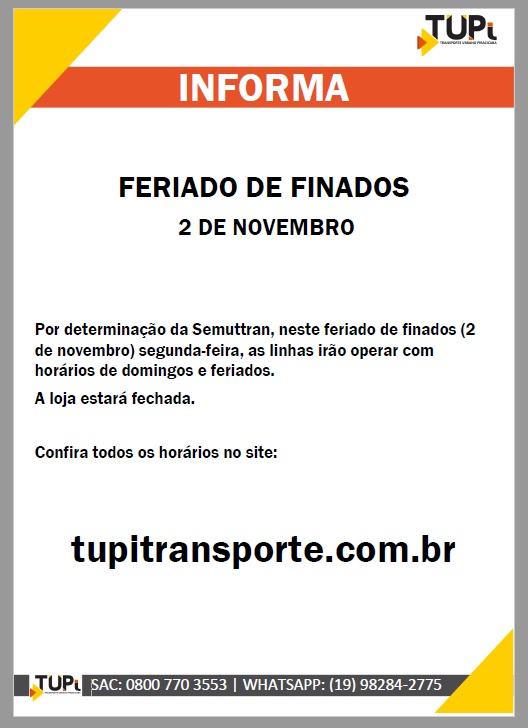 Confira o funcionamento dos ônibus de Piracicaba para o feriado de Finados