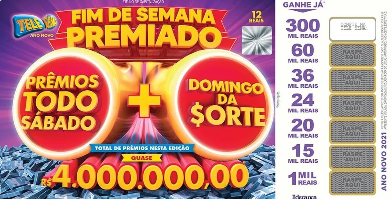 Resultado do 4° sorteio da Tele Sena de Ano Novo 2021