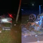 Carro parte ao meio em grave acidente durante fuga policial
