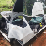 Jovem se segura em arame e se salva após carro cair em ribanceira