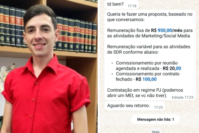 Empresa ‘choca’ ao oferecer R$ 950 para publicitário criar departamento, manter e fazer marketing no sistema PJ (Pessoa Jurídica)