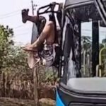 Em Piracicaba, mulher é flagrada pendurada em retrovisor de ônibus em movimento