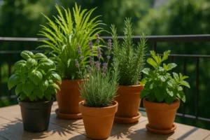 Plantas aromáticas que funcionam como repelente natural em varandas e trazem frescor ao ambiente