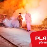 Carros pegam fogo após colisão em estrada rural de Piracicaba