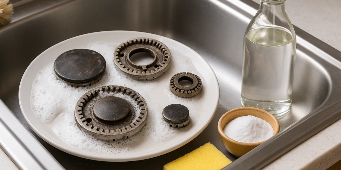 Como limpar os queimadores do fogão usando bicarbonato e vinagre em 20 minutos