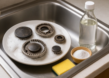 Como limpar os queimadores do fogão usando bicarbonato e vinagre em 20 minutos