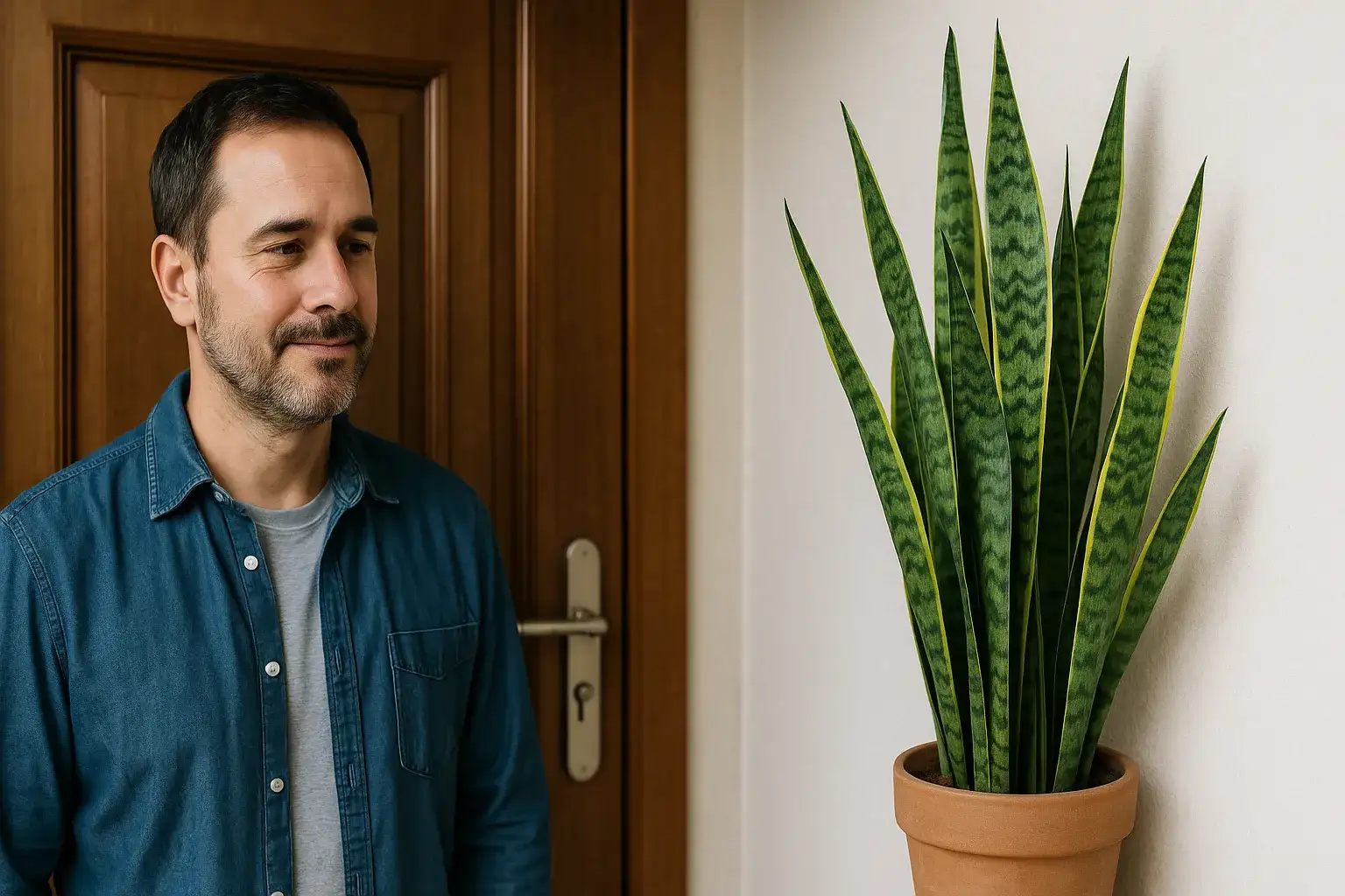 Espada-de-são-jorge do lado direito da porta funciona como escudo energético