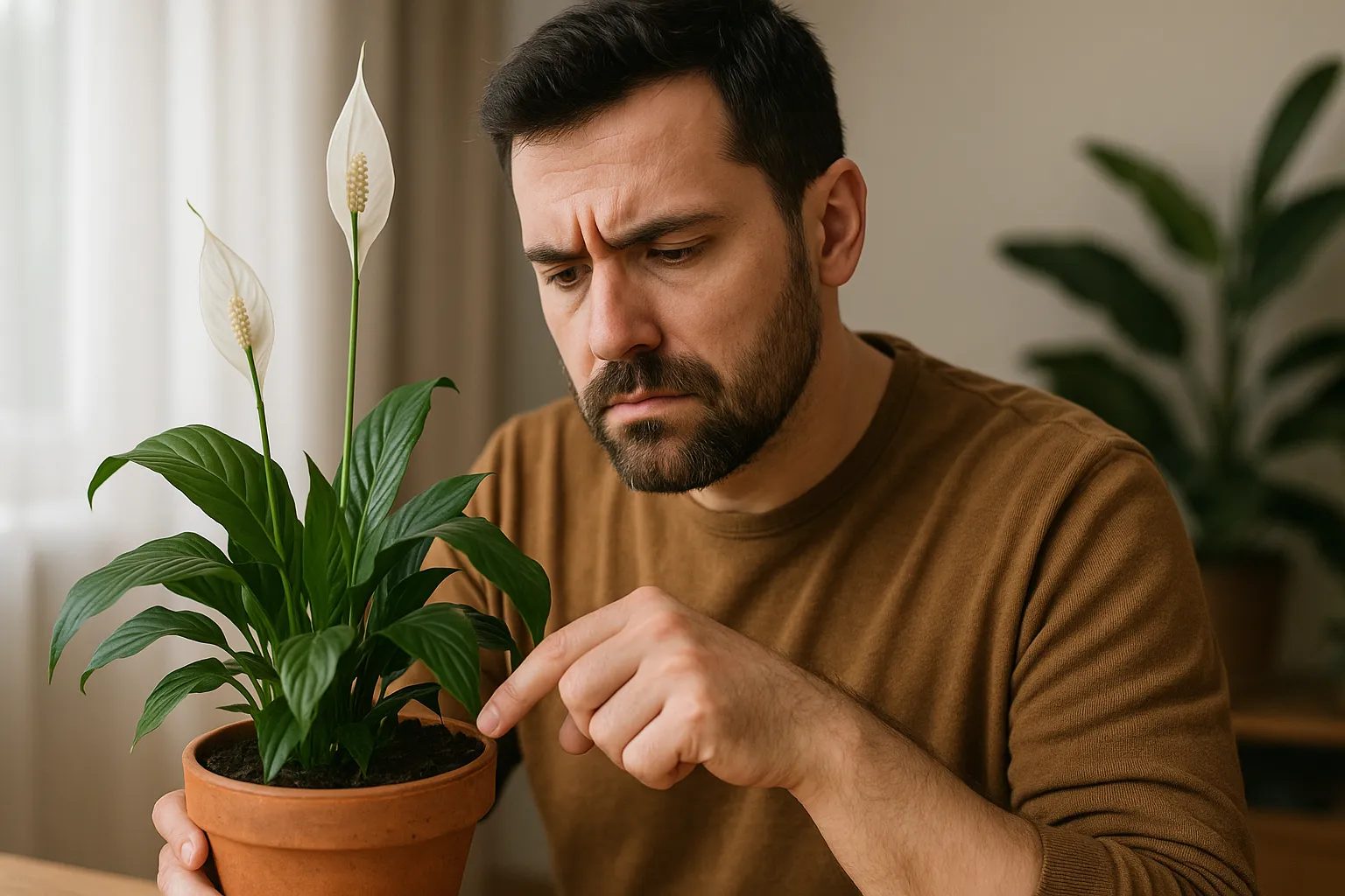 Esse erro na rega trava a floração do lírio-da-paz por várias semanas