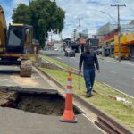 Enorme cratera se abre e chama atenção em avenida de Piracicaba