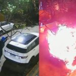 Indivíduo mascarado é flagrado por câmera jogando gasolina e incendiando carro em Piracicaba