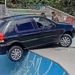 Carro descontrolado invade pista de skate