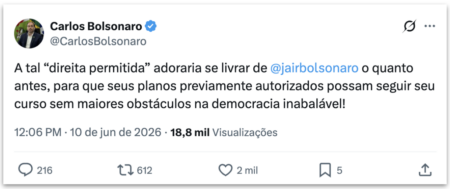 Carlos Bolsonaro fala em “direita permitida” e eleva tensão