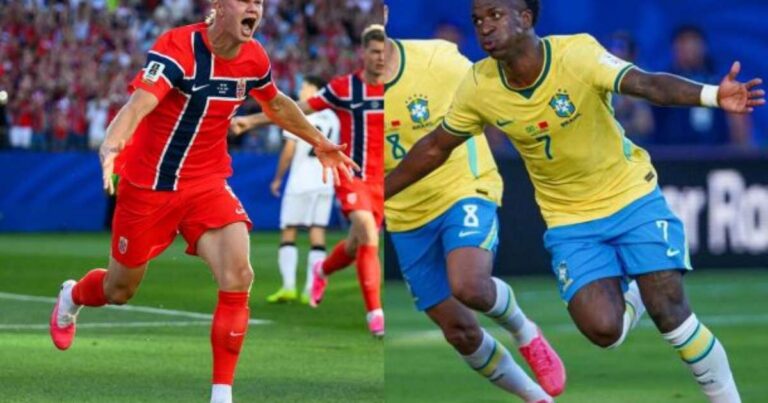 Possível Brasil x Noruega ganha clima de duelo entre Haaland e Vini Jr na Copa