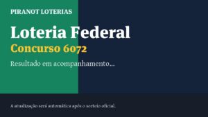 Resultado da Loteria Federal 6072: veja dezenas sorteadas, rateio e prêmio