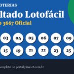 Resultado Lotofácil concurso 3667 de hoje: 01 – 03 – 04 – 05 – 06 – 07 – 09 – 11 – 14 – 15 – 19 – 21 – 22 – 23 – 25