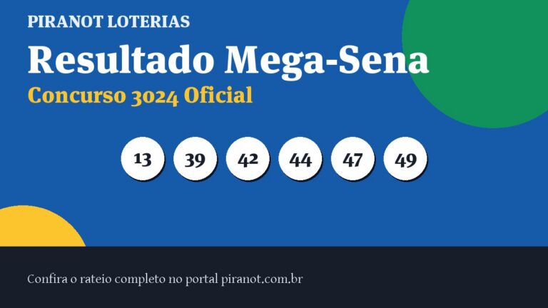 Mega-Sena 3024 acumula; prêmio vai a R$ 23.000.000,00