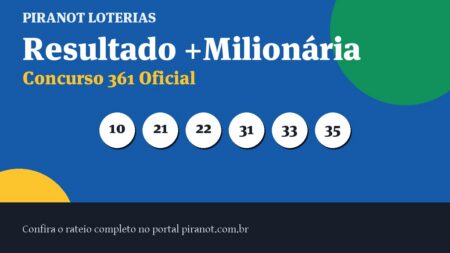 Resultado +Milionária 361: confira as dezenas sorteadas (06/06/2026)