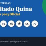 Resultado Quina concurso 7003 de hoje: 04 – 14 – 18 – 54 – 75