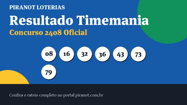 Timemania 2408 acumula; próximo prêmio chega a R$ 2.000.000,00