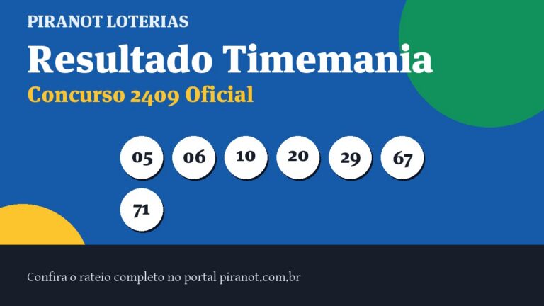 Timemania 2409 acumula; prêmio vai a R$ 2.400.000,00