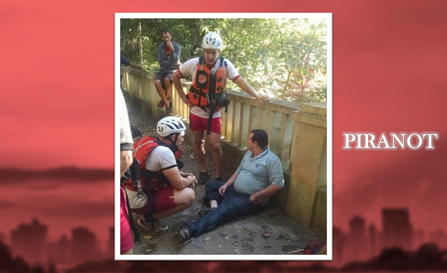 Homem pula da ponte do mirante e é salvo pelos bombeiros, em Piracicaba